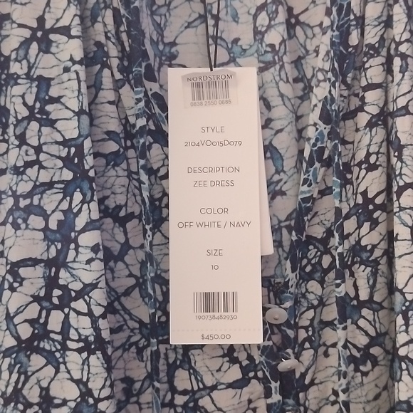 NWT VERONICA BEARD ZEE TIERED MINI DRESS BLUE BATIK PRINT Sz 10 - Picture 6 of 6